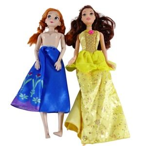 Disney Lot of 2 Dolls Princess Royal Shimmer Belle and Frozen Anna